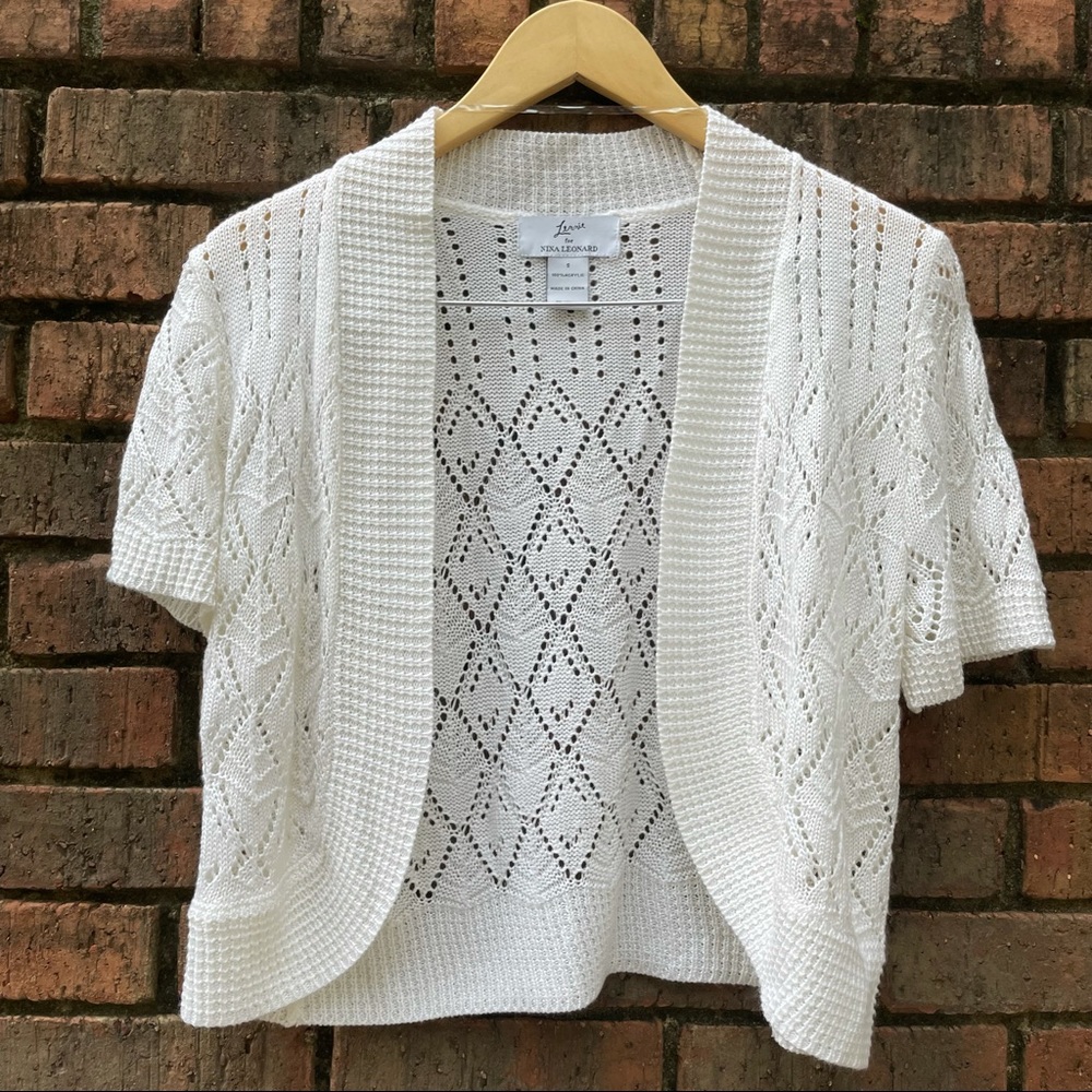 White Knit Short Sleeve Open Cardigan